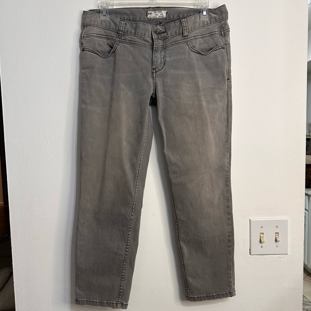 Free People Women’s Straight Leg Jean Grey Simple Casual Denim